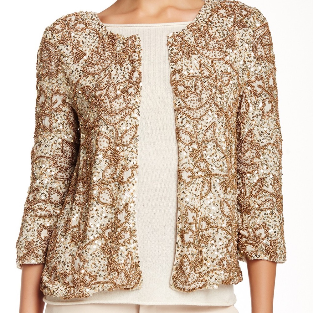 Calypso St Barth Cannelita gold sequin beaded